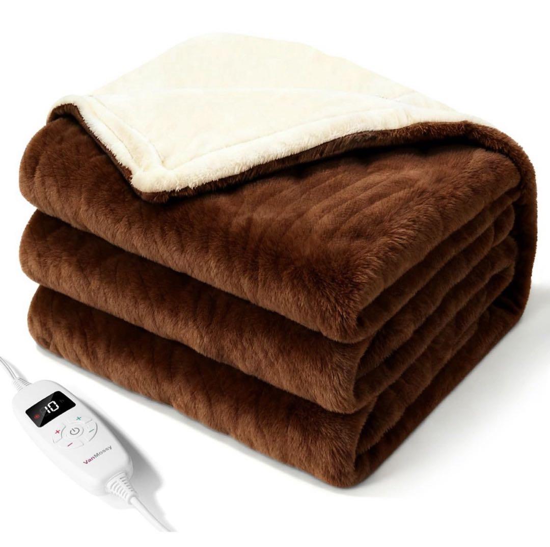 2枚セット⭐️電気毛布 敷き掛け兼用 電気ブランケット 速暖 厚手 ブラウン