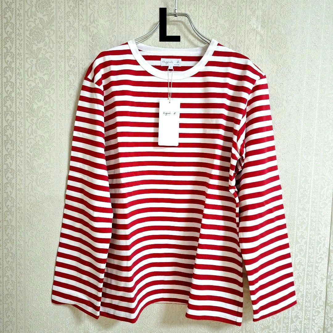 アニエスベー　ボーダーシャツ　カットソー長袖L(3)レッド