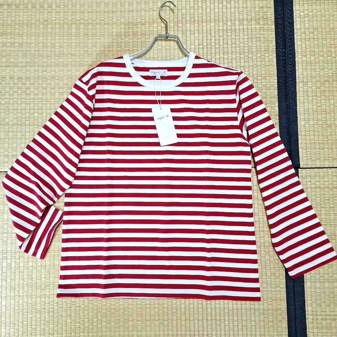 アニエスベー　ボーダーシャツ　カットソー長袖L(3)レッド