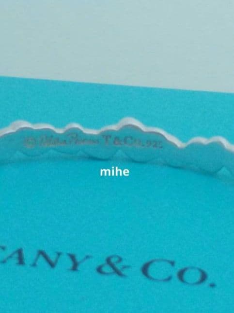 磨き済み ヴィンテージ ティファニー モダン ハート バングル シルバー