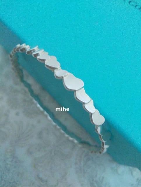 磨き済み ヴィンテージ ティファニー モダン ハート バングル シルバー