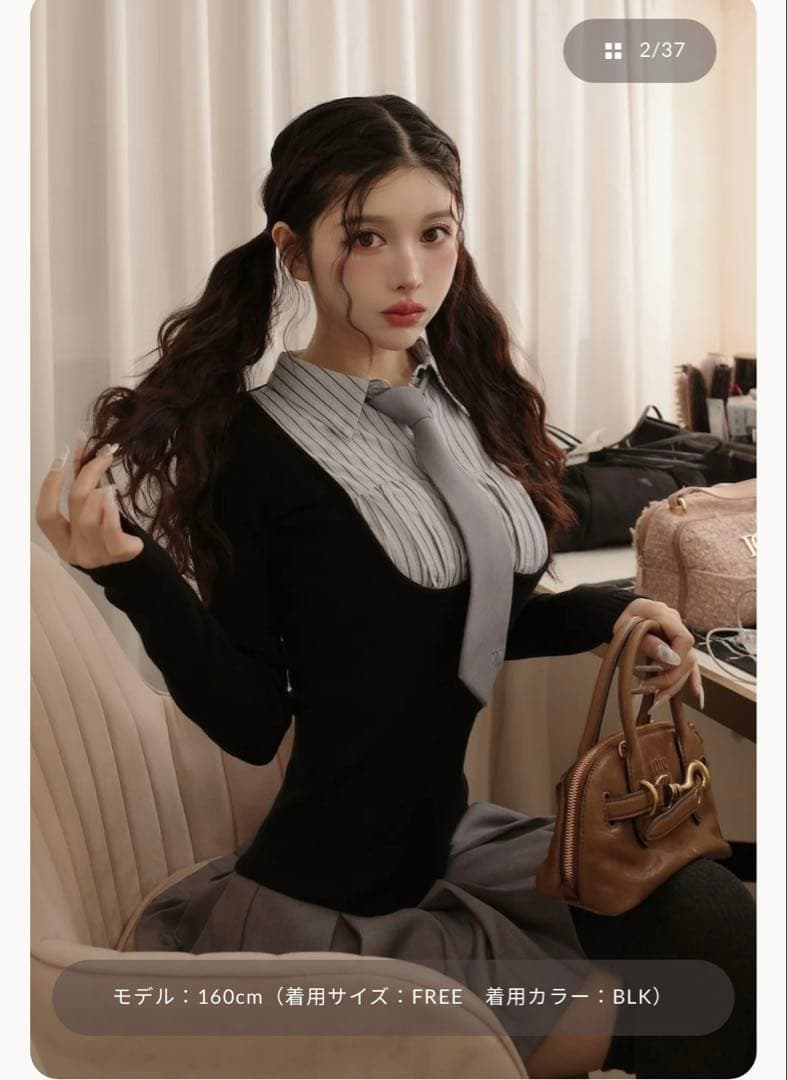 【Darich】シャツドッキングニットミニワンピース FREE