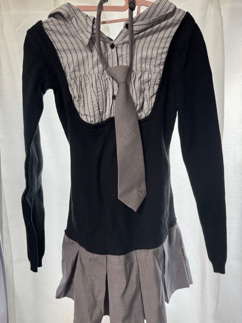 【Darich】シャツドッキングニットミニワンピース FREE