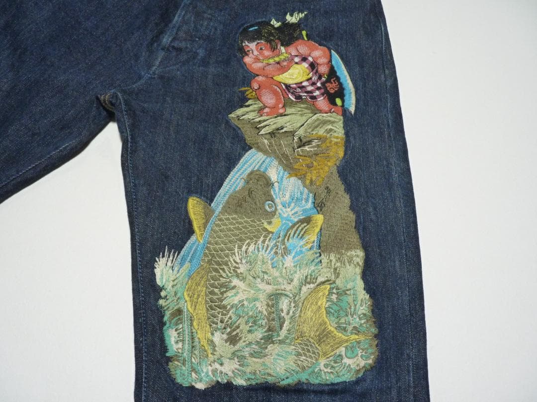 sa　エビス　EVISU　デニムパンツ　インディゴ　カモメ　刺繍　W31