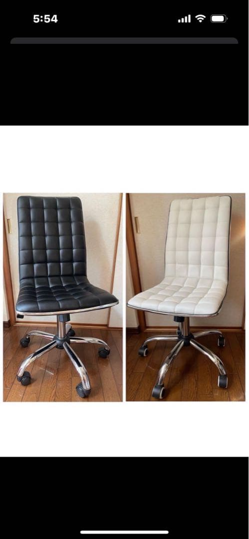 椅子、オフィスチェアー、キャスター付き、学習椅子、白、黒、座面360度回転