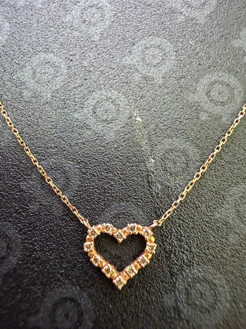 K10ハート型天然ダイヤモンドネックレス 10金