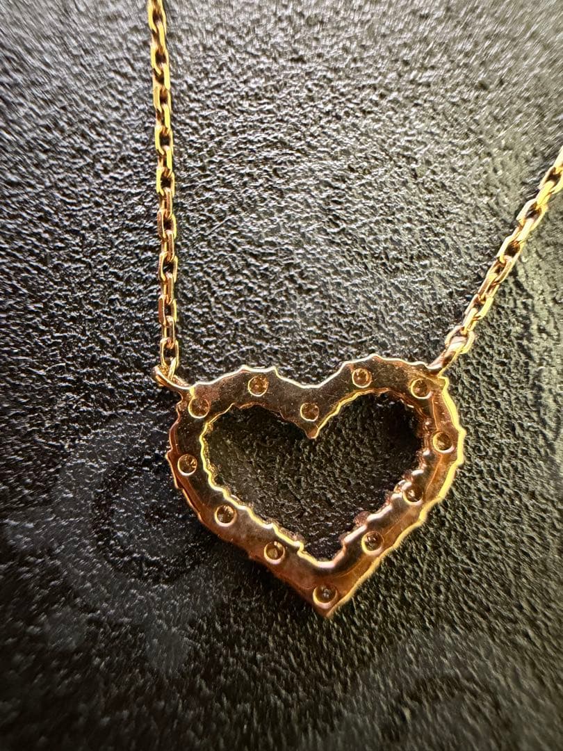 K10ハート型天然ダイヤモンドネックレス 10金