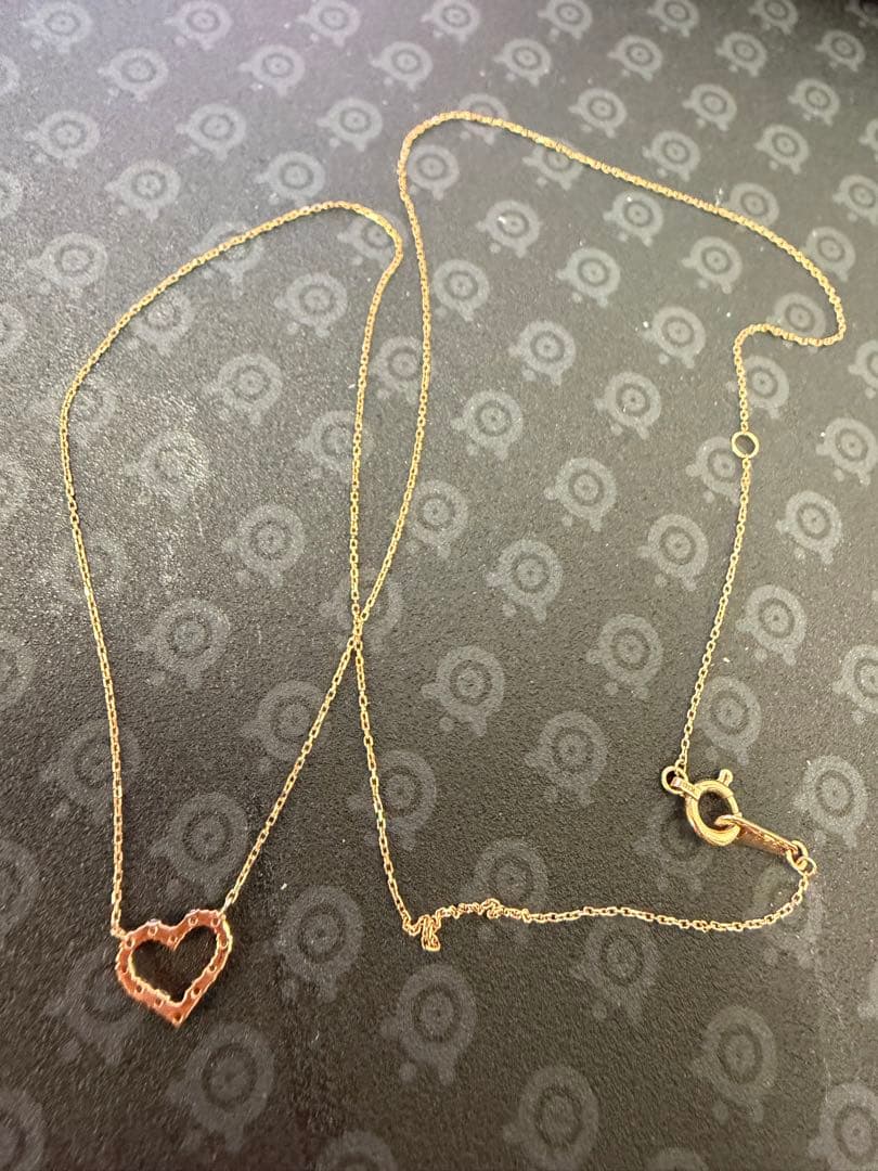 K10ハート型天然ダイヤモンドネックレス 10金