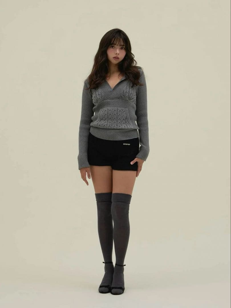 【完売商品】andmary Mary knit pants BLACK/ブラック