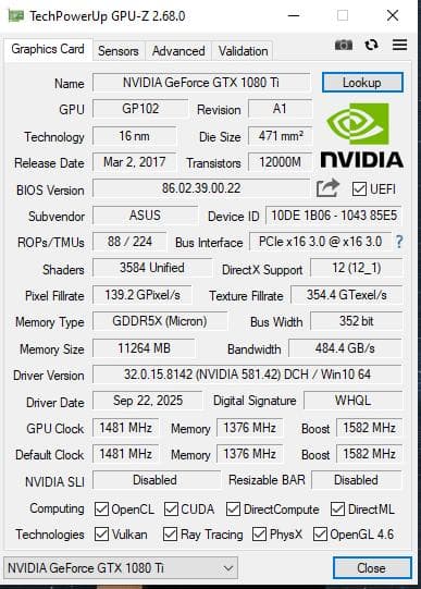 グラフィックボード・グラボ・ビデオカード NVIDIA GeForce TURBO-GTX1080TI-11G