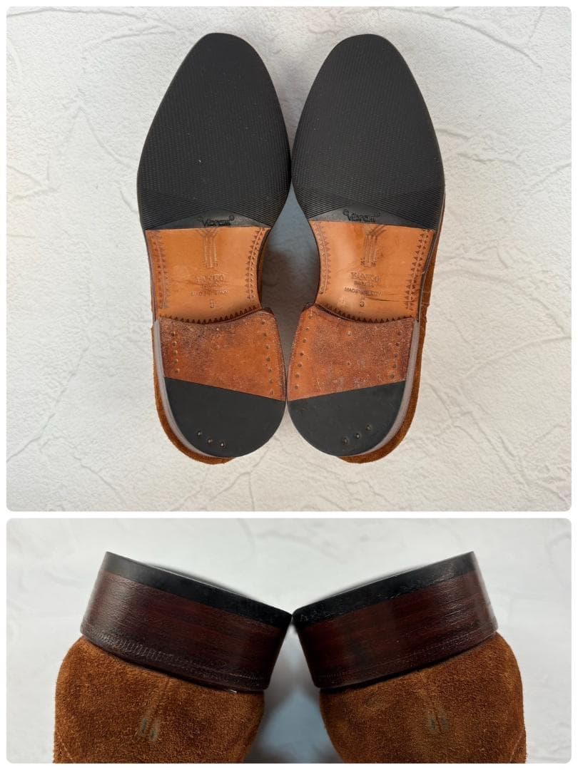 【美品】ヤンコ クウォーターブローグ 内羽根 スエード 茶 5 スペイン