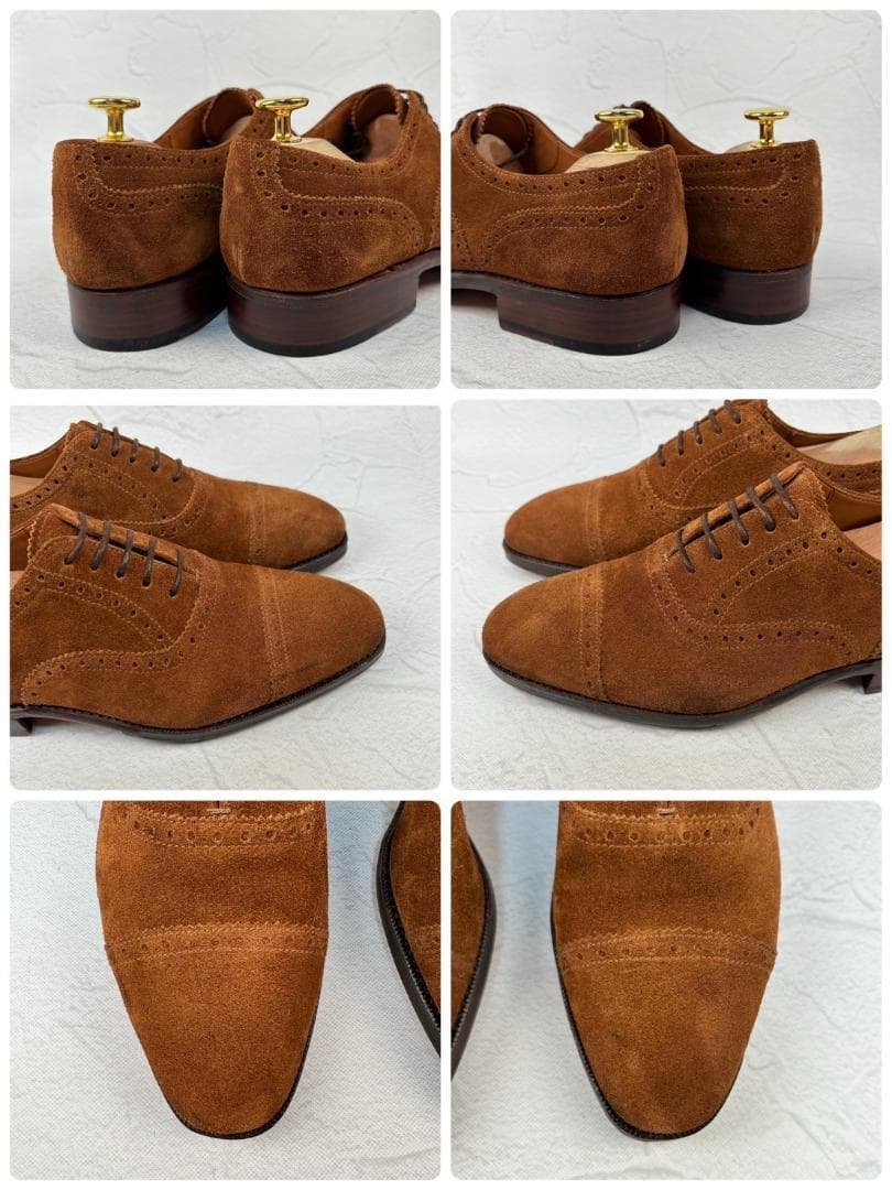 【美品】ヤンコ クウォーターブローグ 内羽根 スエード 茶 5 スペイン