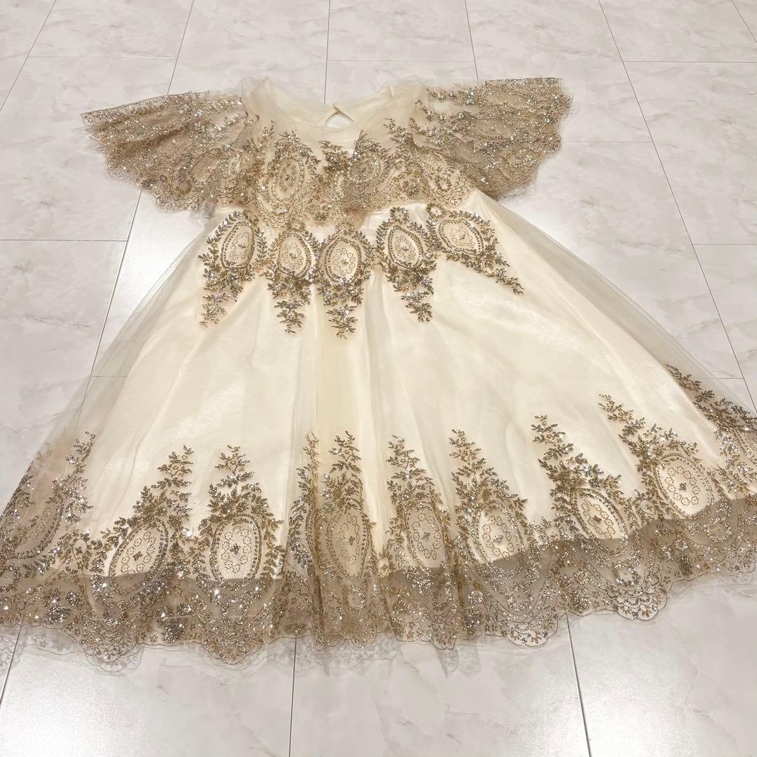 ケープ スパンコール ドレス ワンピース