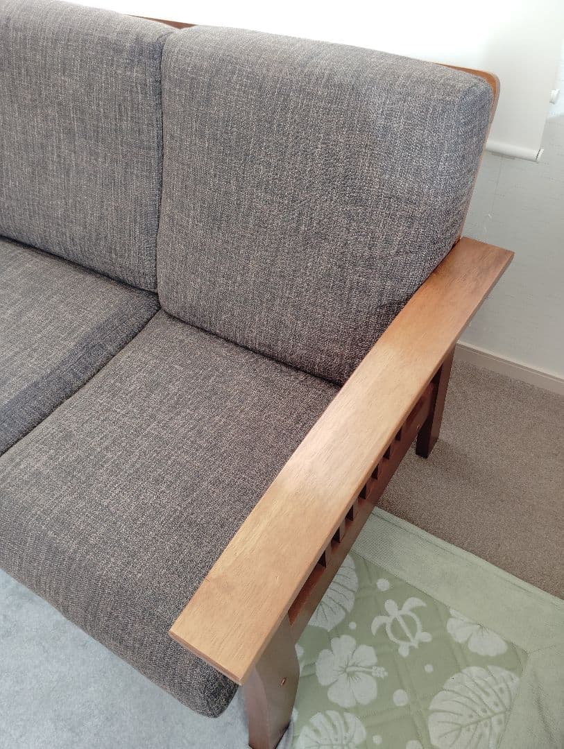 2人掛けソファ ブラウン アンティーク風