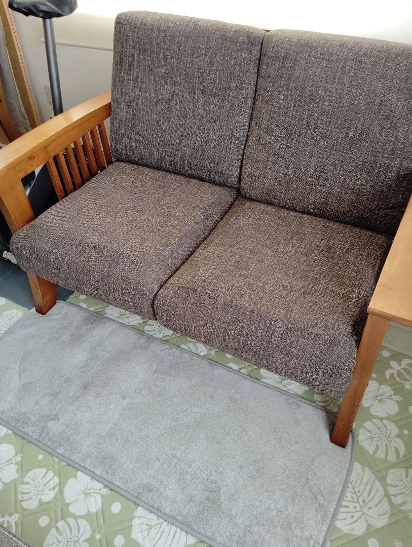 2人掛けソファ ブラウン アンティーク風