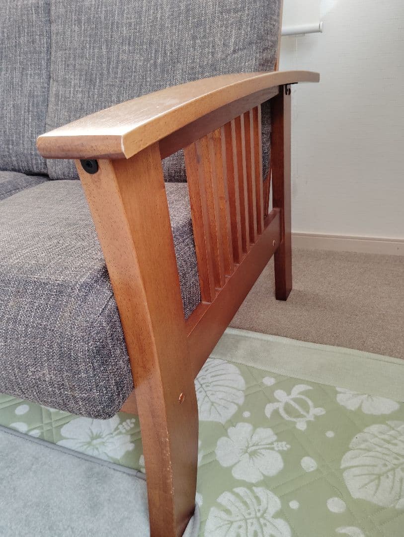 2人掛けソファ ブラウン アンティーク風