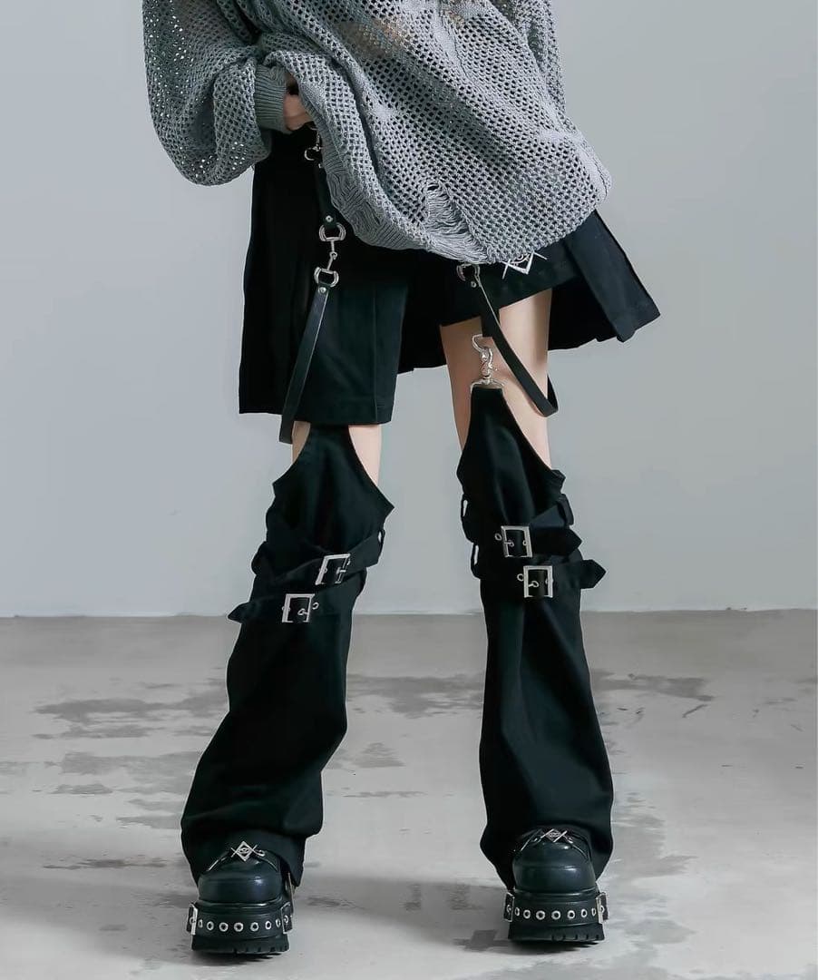 新品・REFLEM/レフレム レッグカバー付きレイヤードショーパン　ブラック