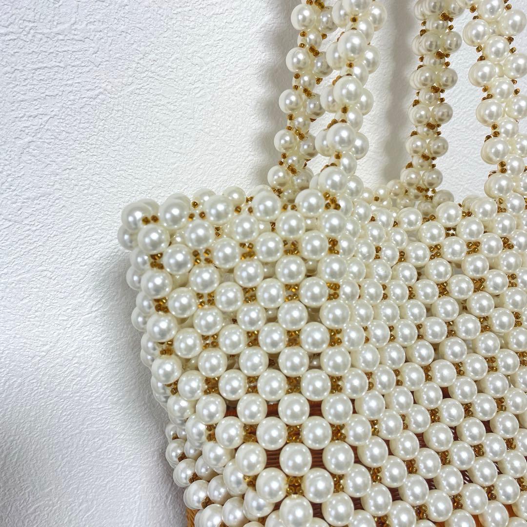 SEVEN TEN セブンテン パール ラタン バッグ かごバッグ