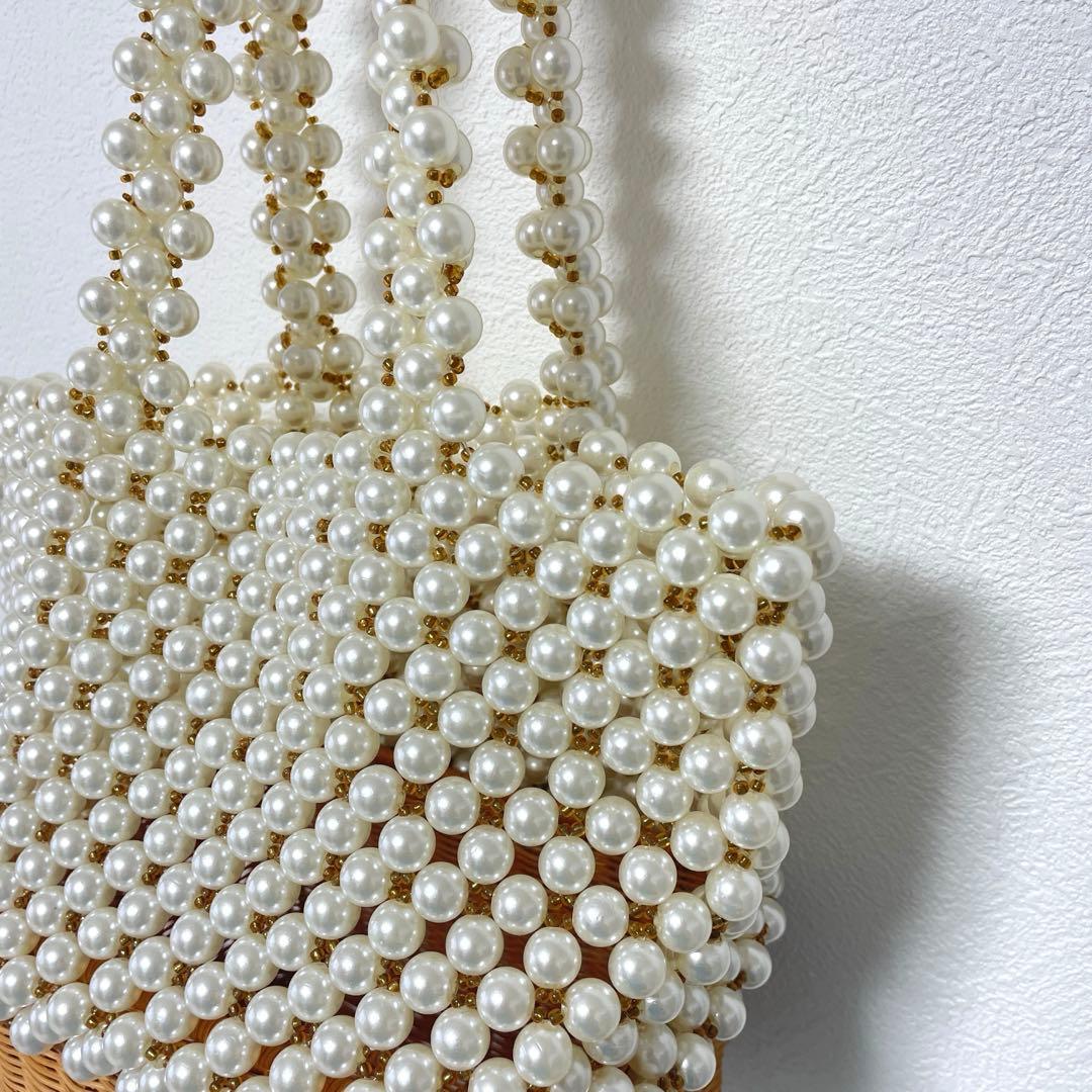 SEVEN TEN セブンテン パール ラタン バッグ かごバッグ