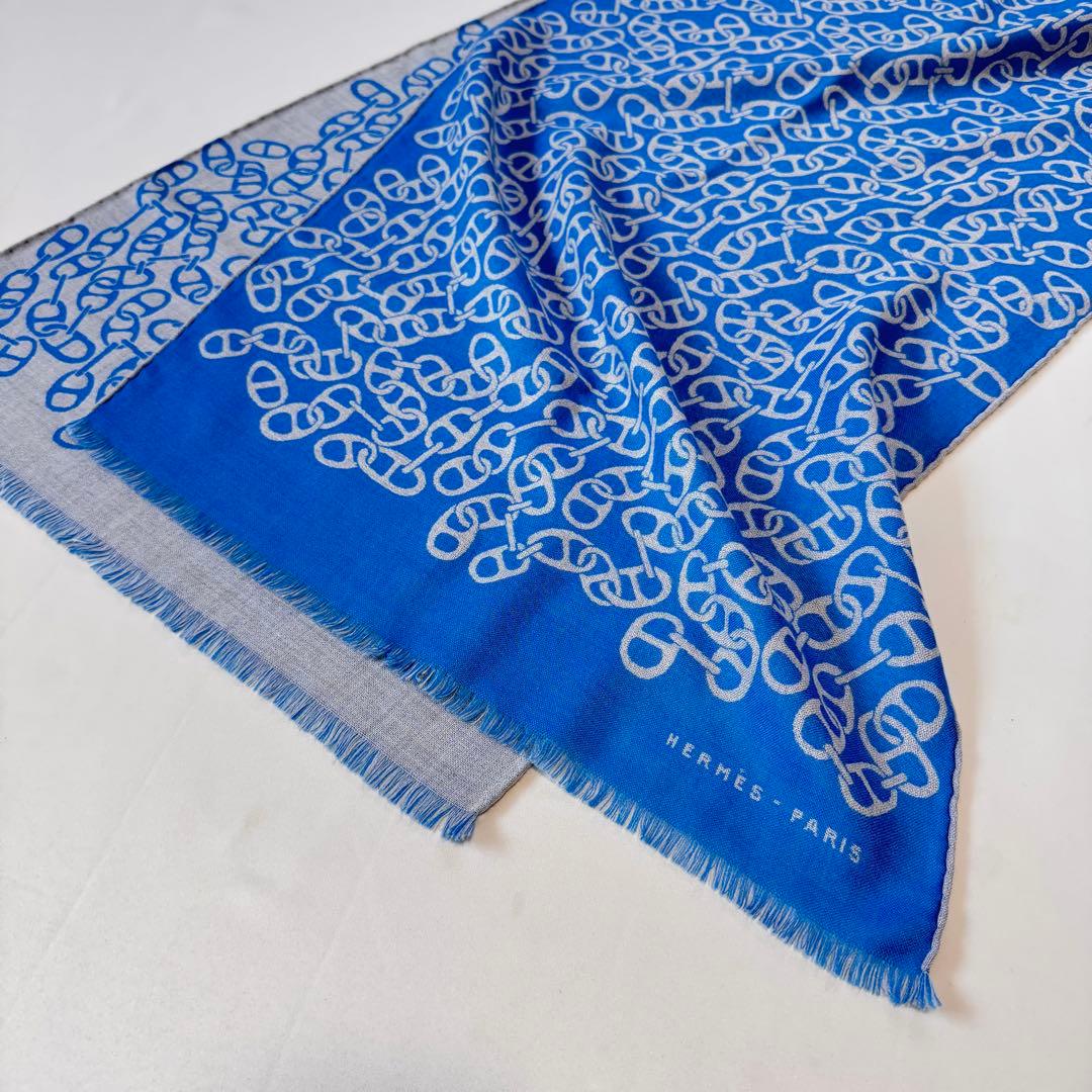 【ほぼ新品】 エルメス ナウーサ シェーヌダンクル ストール マフラー