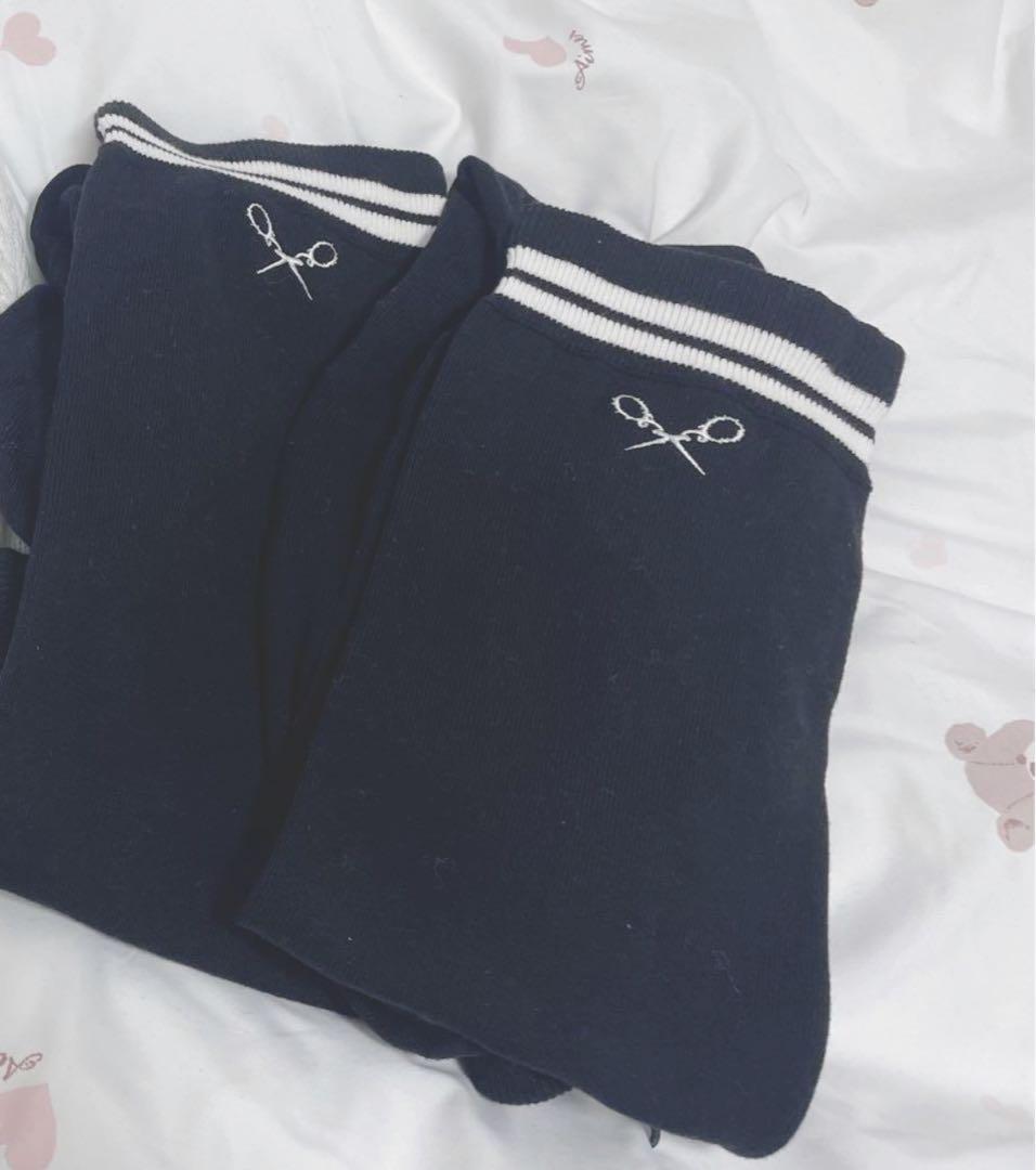 ディムモアール dimmoire 学園ニーハイウォーマー リボン ブラック 黒色