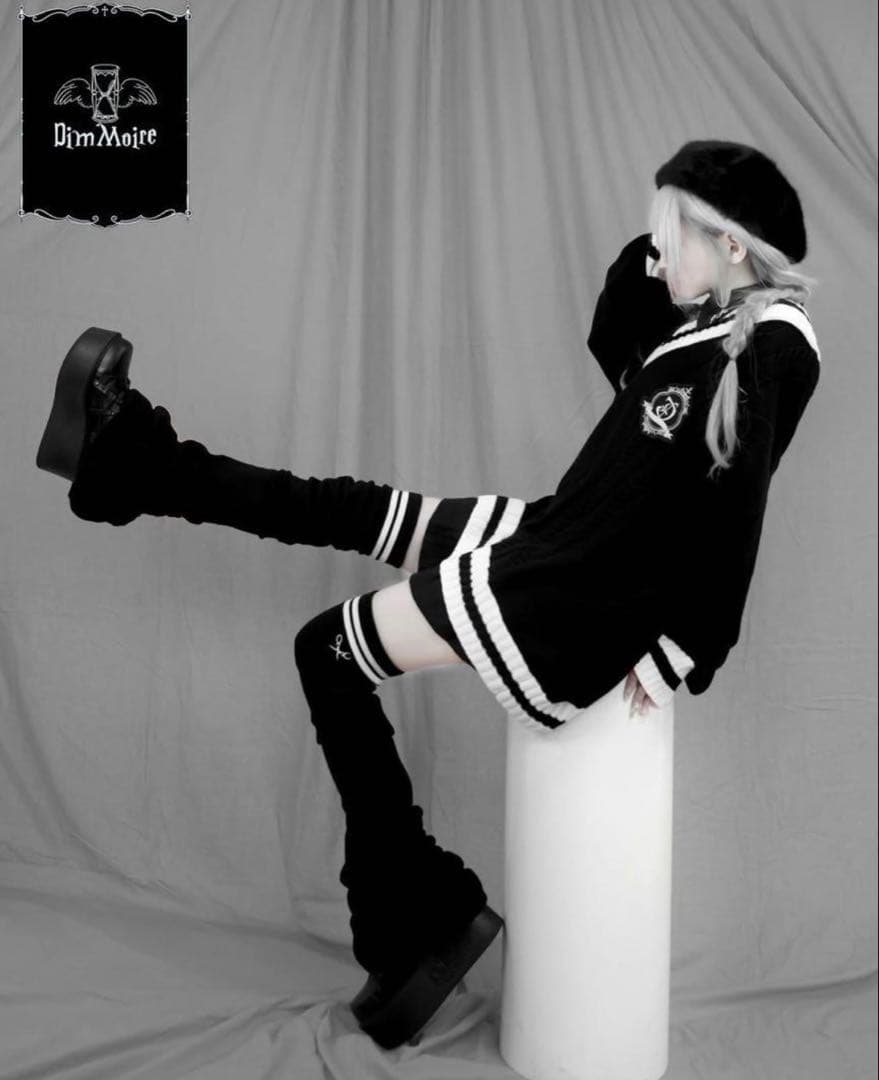 ディムモアール dimmoire 学園ニーハイウォーマー リボン ブラック 黒色