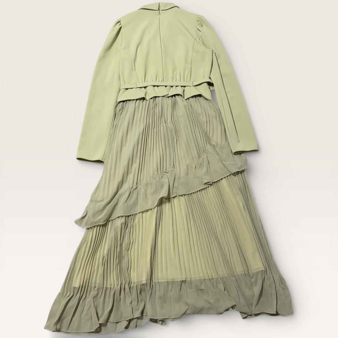 極美品　AND COUTURE ジャケットレイヤードプリーツワンピース　ミント
