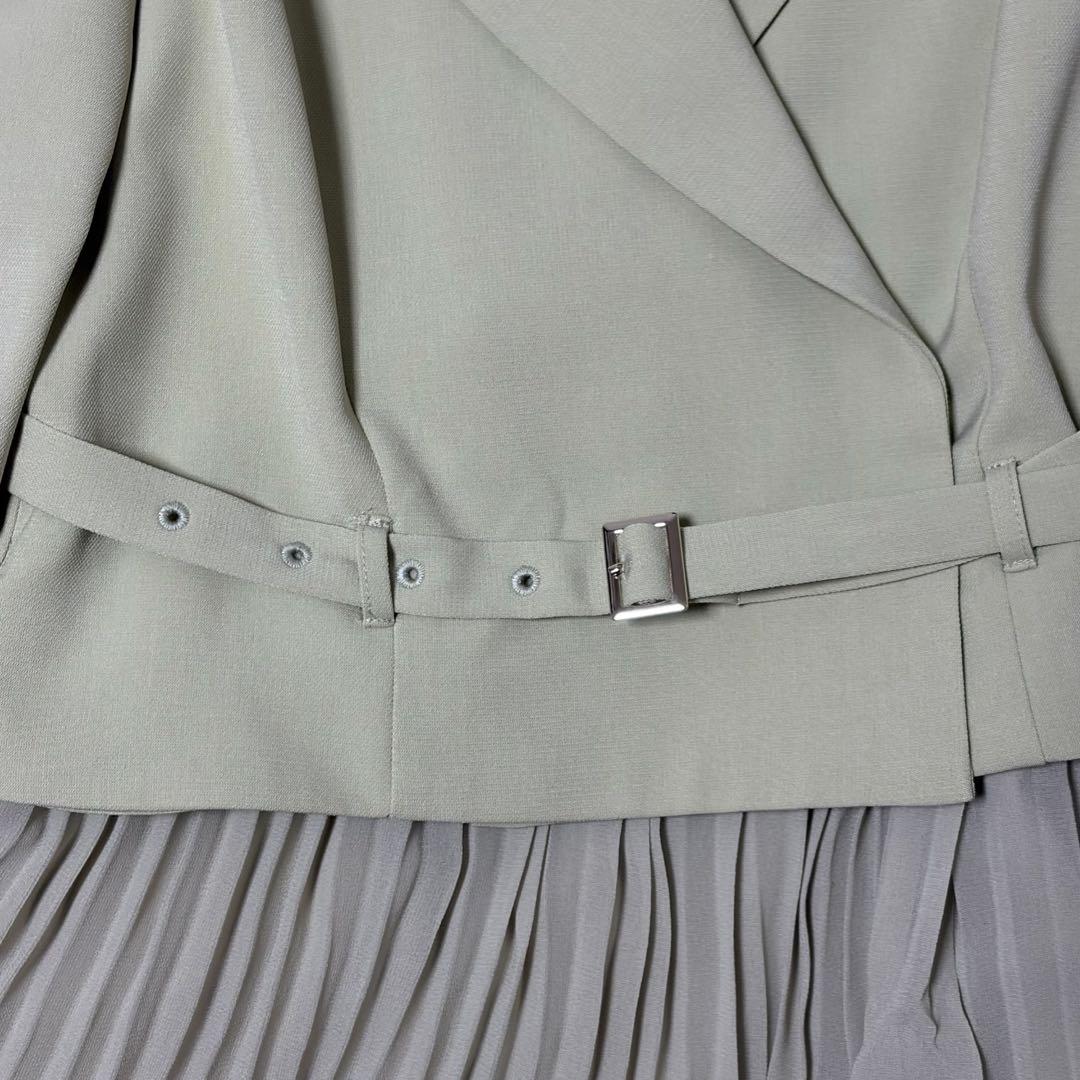 極美品　AND COUTURE ジャケットレイヤードプリーツワンピース　ミント