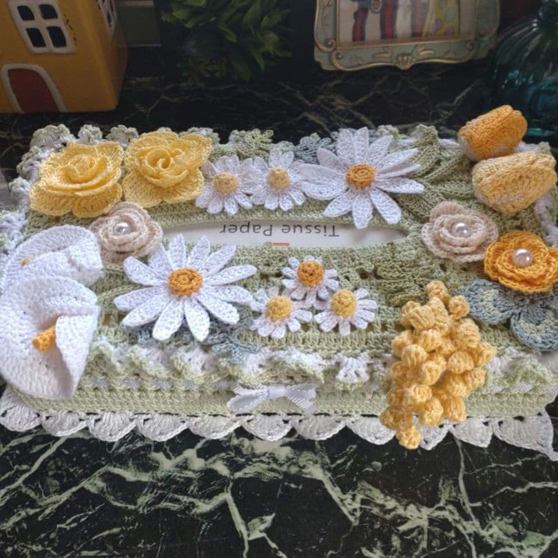 みかん様 ティッシュボックスカバー かぎ編みインテリア生活雑貨レース編みドイリー