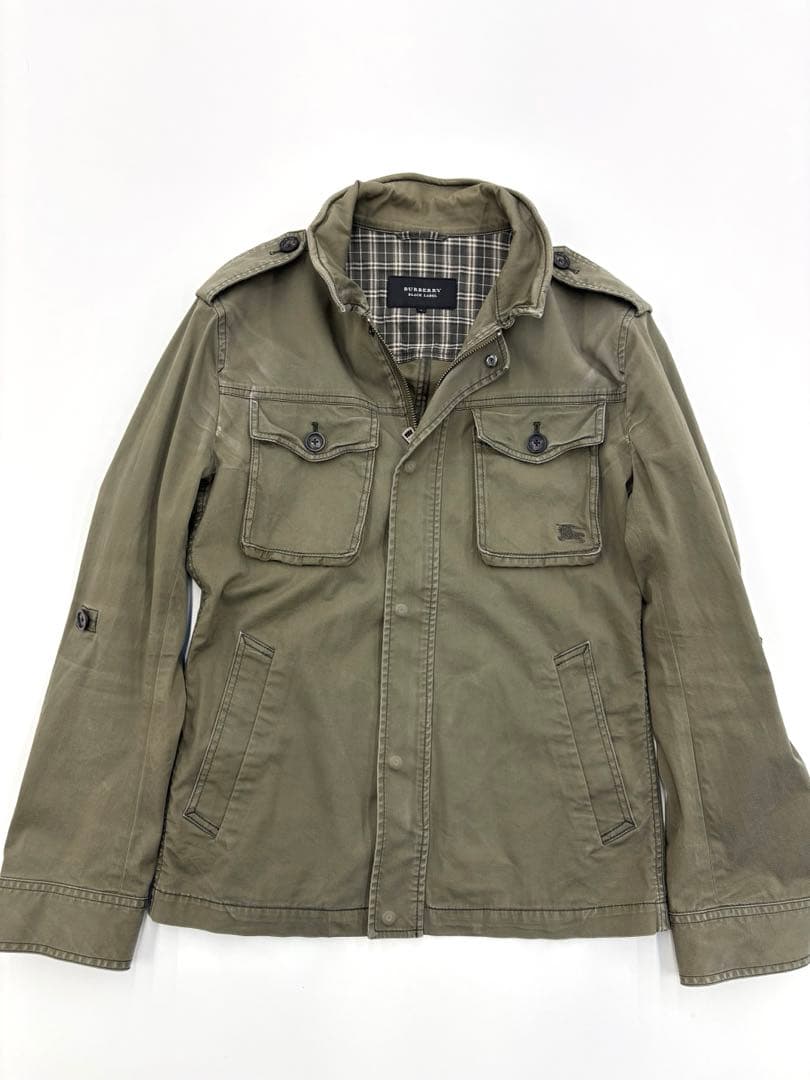 バーバリーブラックレーベル ミリタリージャケット ホースロゴ L ノバチェック