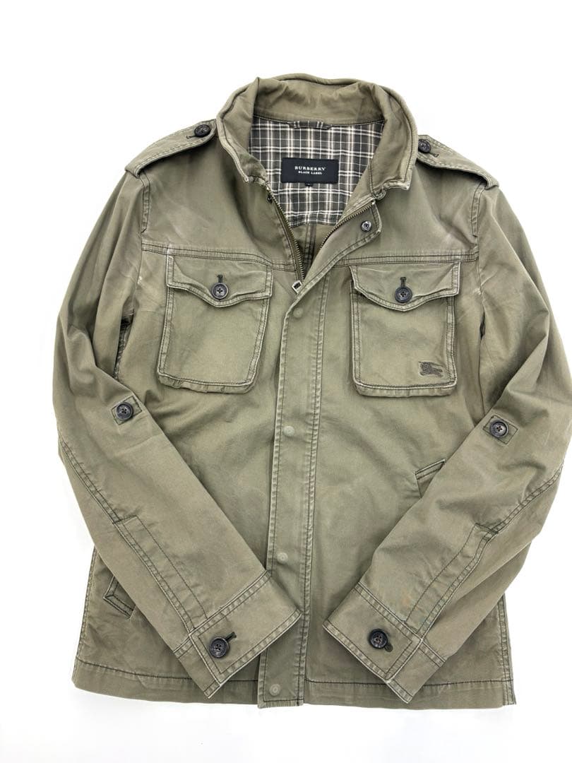 バーバリーブラックレーベル ミリタリージャケット ホースロゴ L ノバチェック