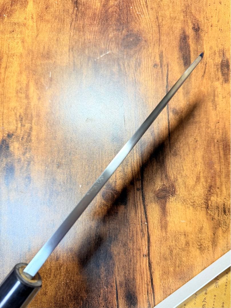正本　出刃　包丁　本霞玉白鋼　7.5寸 水牛柄