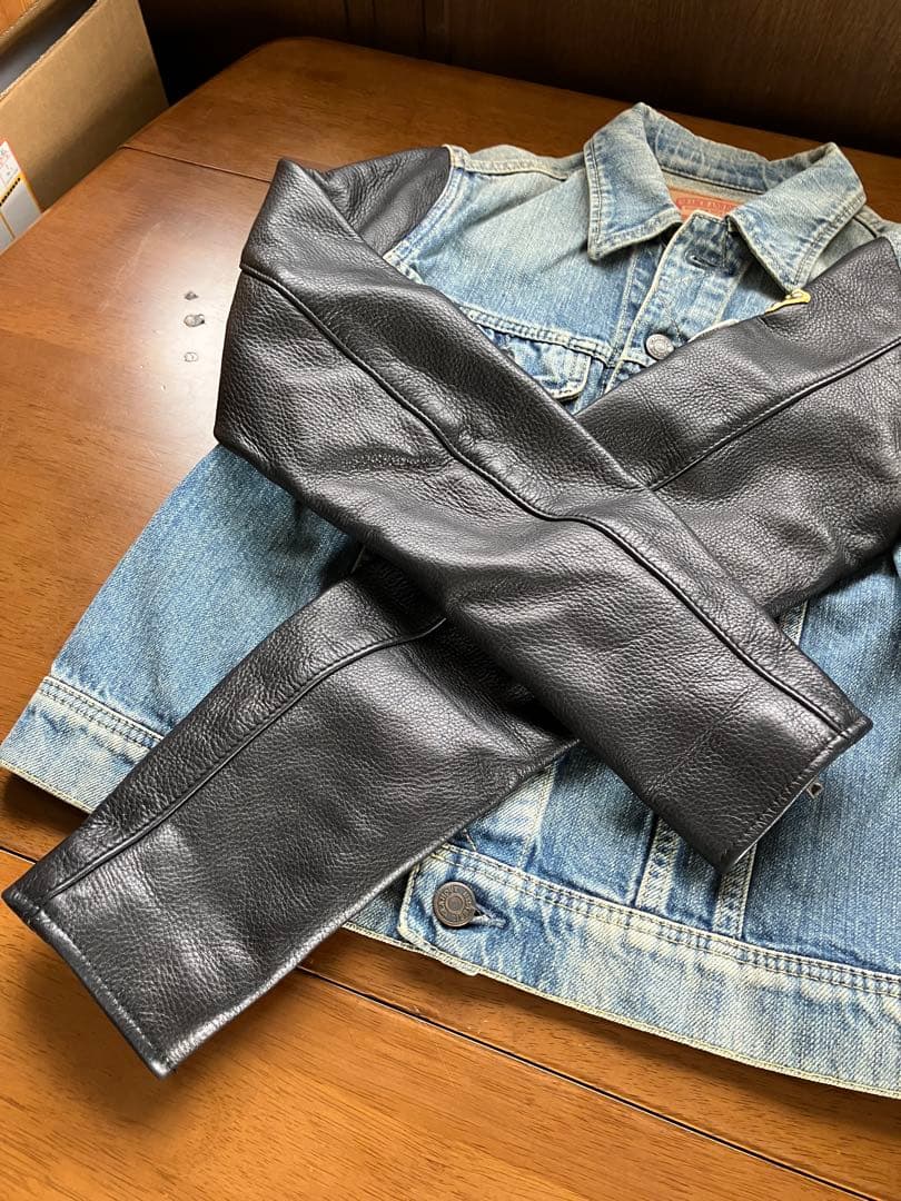 HYSTERIC GLAMOUR レザースリーブ デニムジャケット F