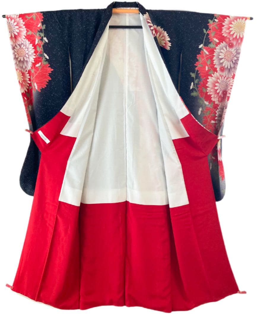 正絹 振袖 単品　菊 花文様 紋意匠 成人式 前撮り