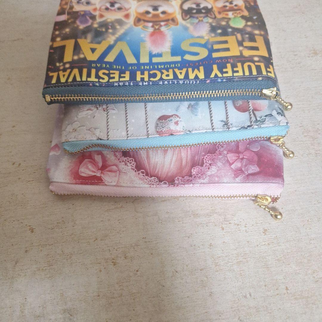 激レアねこパネル生地　ハンドメイド　まちなしバッグ　ミニバック　ポーチ