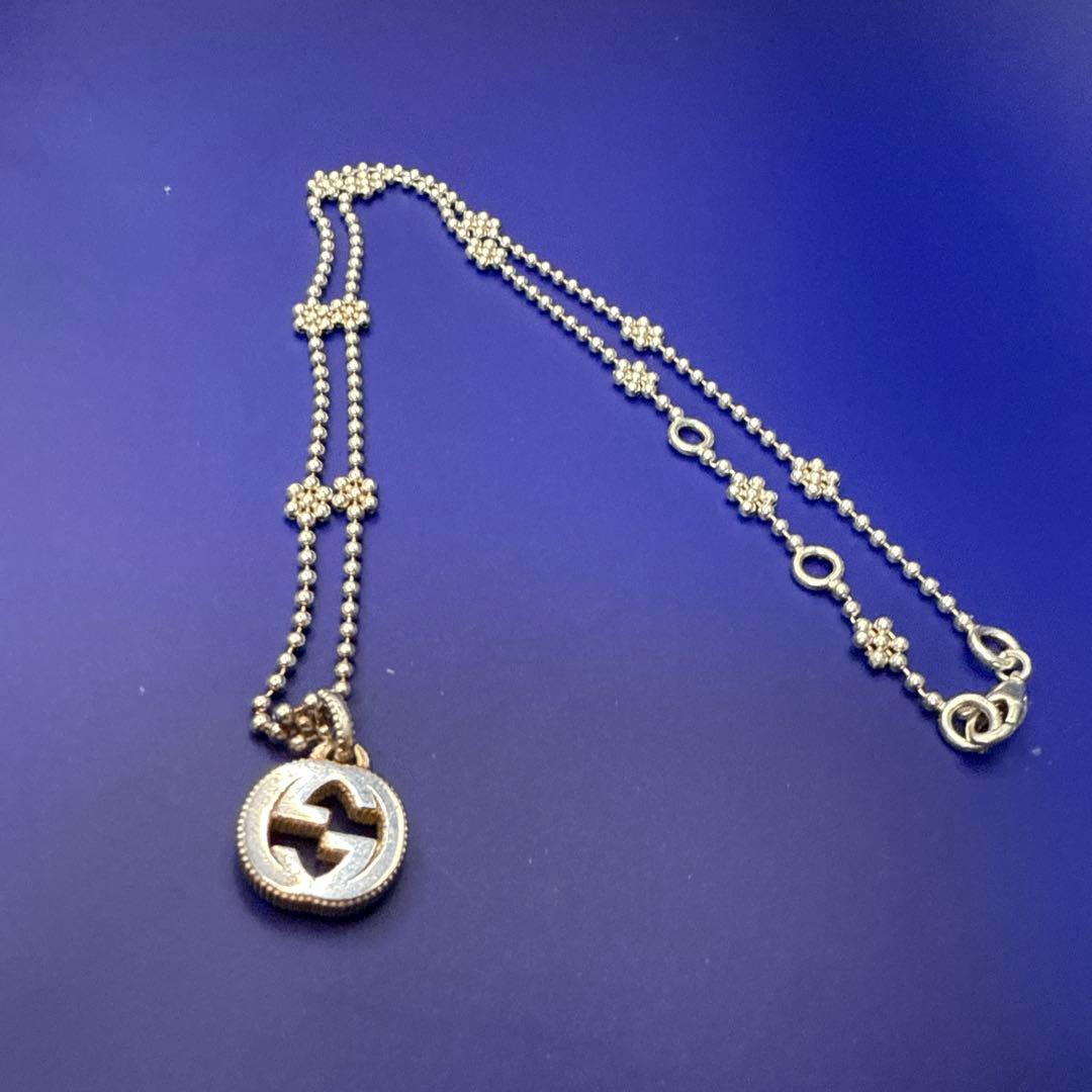 GUCCI グッチ インターロッキングG ネックレス シルバー925 フラワー