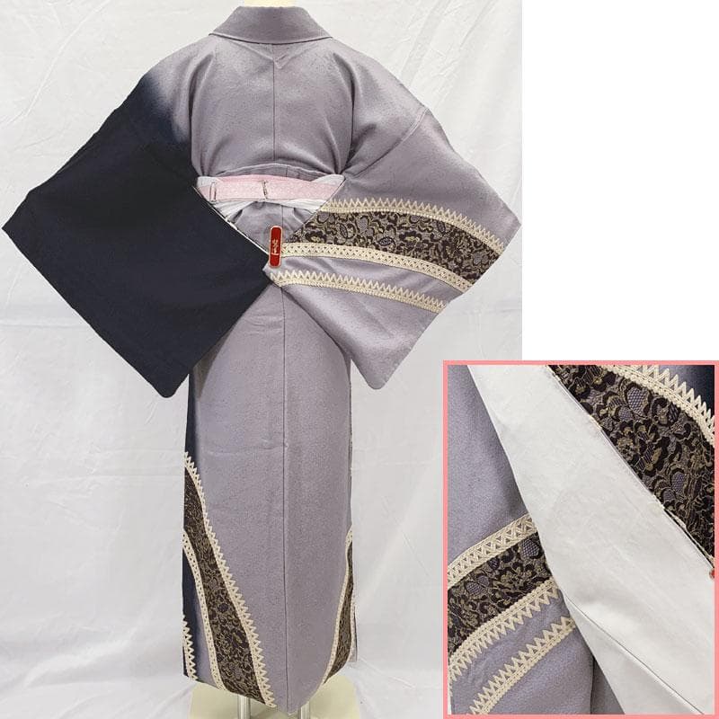 601mh6☆付下げ・訪問着 ドレッシー 花唐草 レース モノトーン☆美品