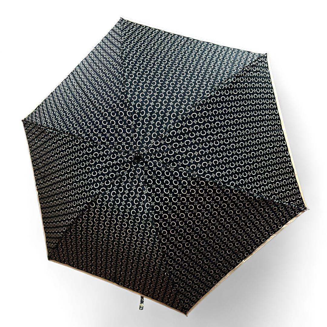 【美品】CELINE セリーヌ 折り畳み傘 ブラック Cマカダム