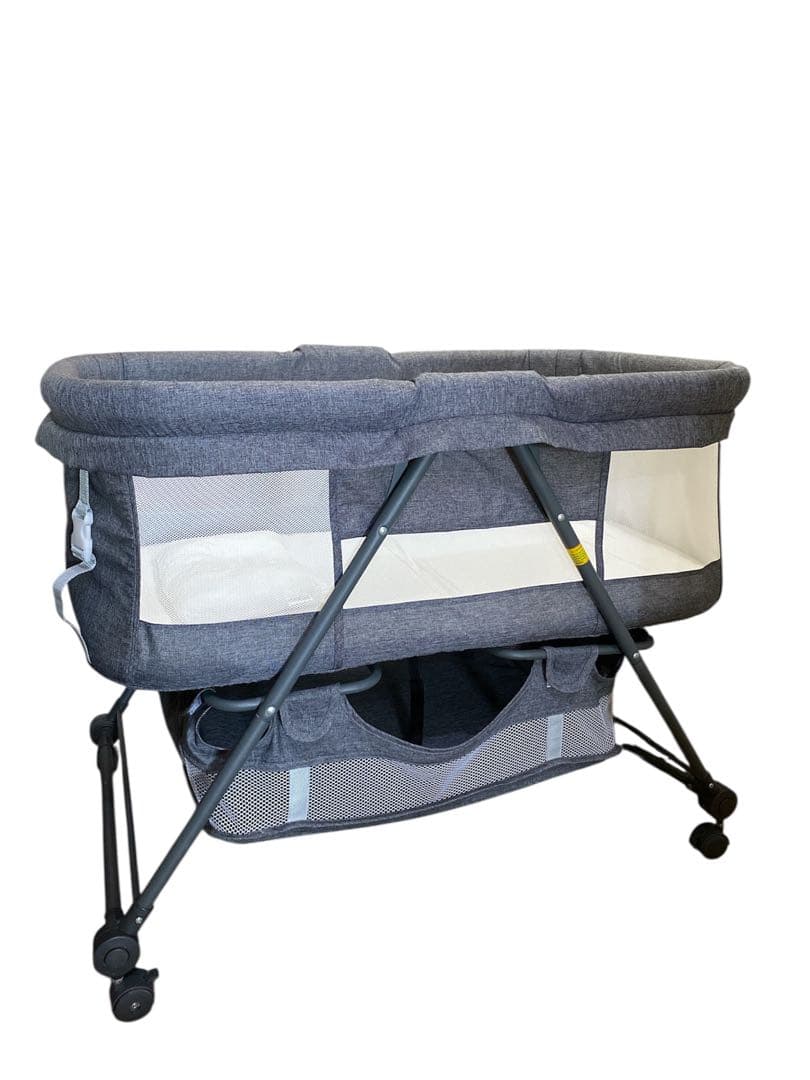 【ほぼ未使用】ベビーベッド 折りたたみ キャスター付き ゆりかご