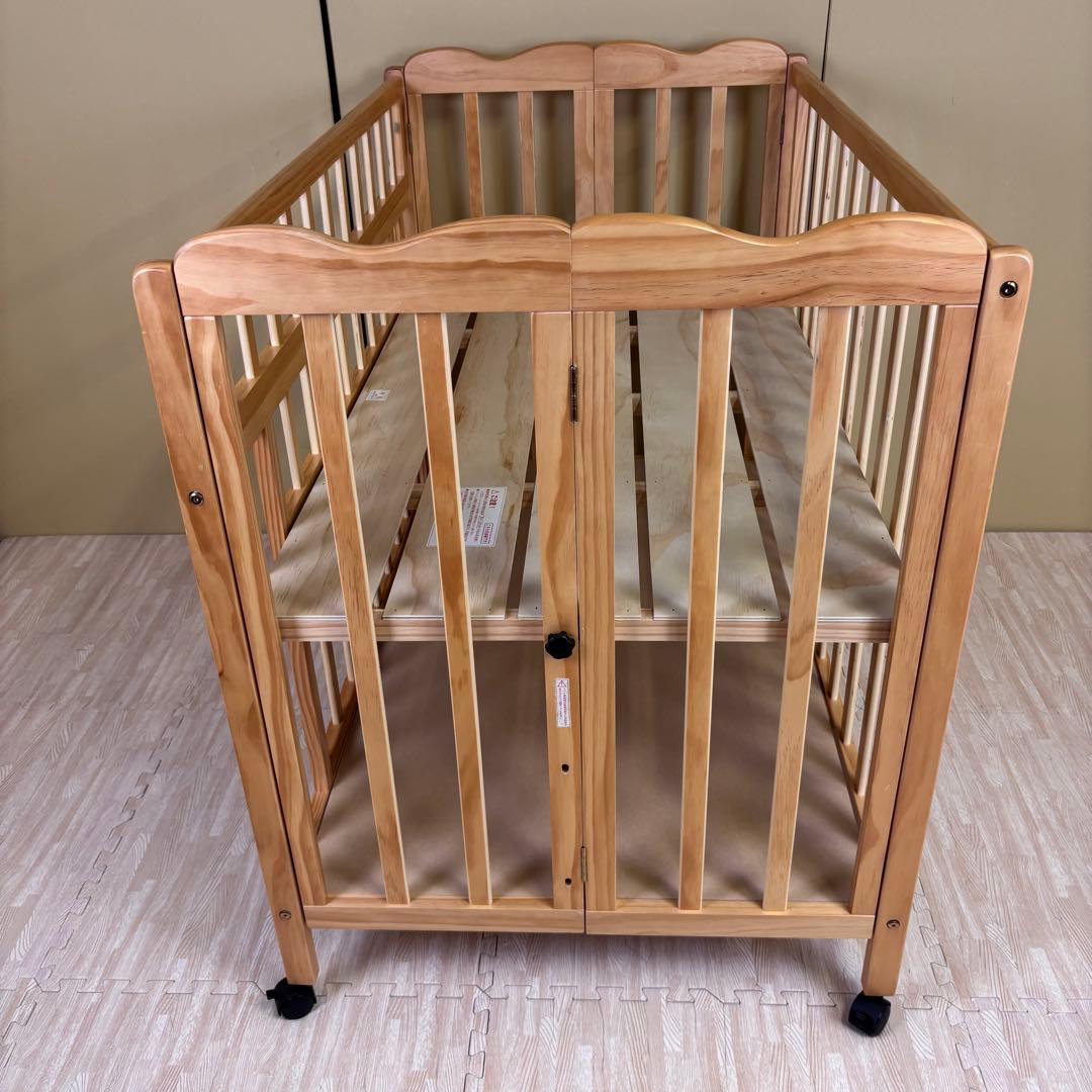 ★全て揃ってます★☆除菌清掃済☆綺麗☆大和屋　折りたたみベビーベッドFL　すのこ
