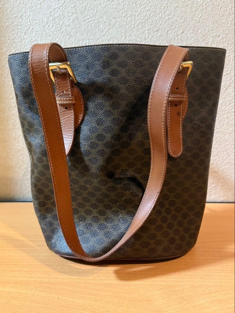 CELINE セリーヌマカダム柄 バケツ型ショルダーバッグヴィンテージ