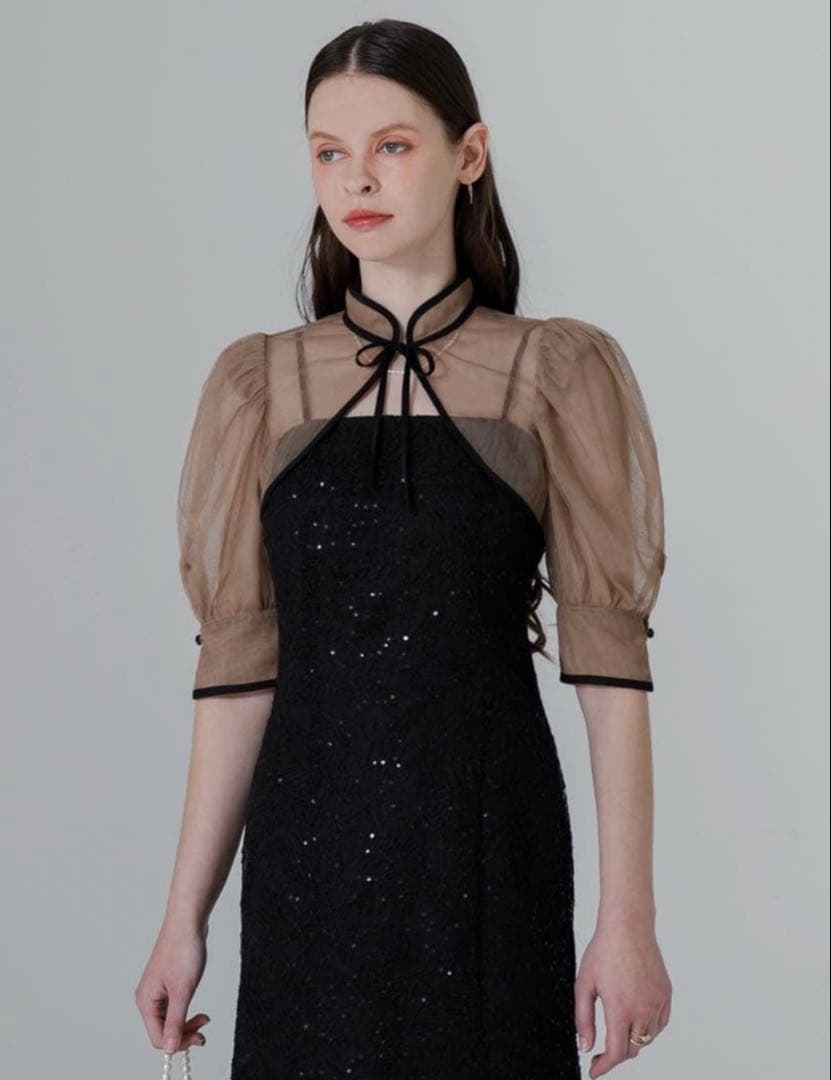 LEJA スパンコールボタニカルマーメイドボレロ2WAYワンピースドレス