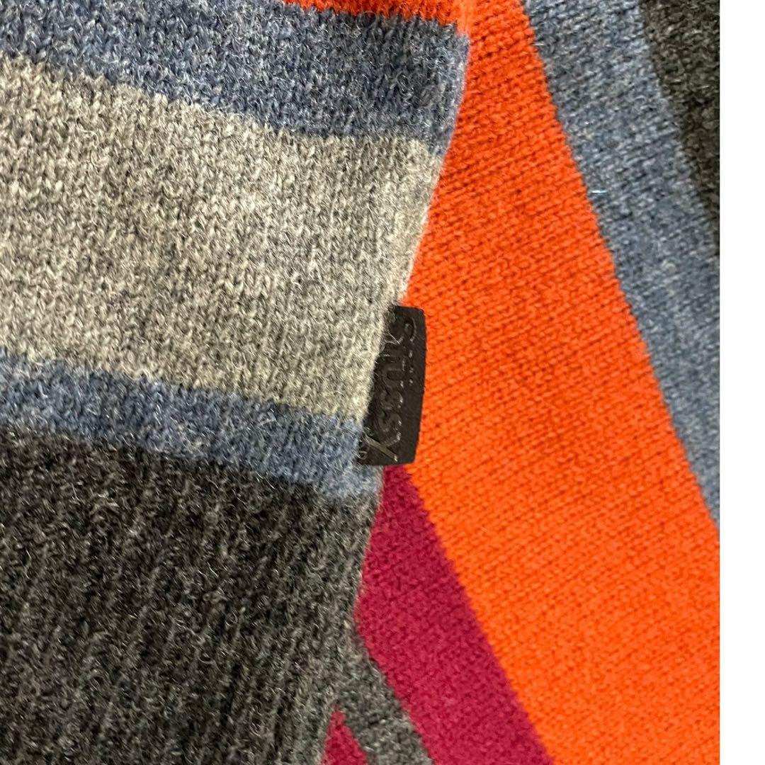 新品 STUSSY ボーダー マルチカラー ウール ニット XL OLD