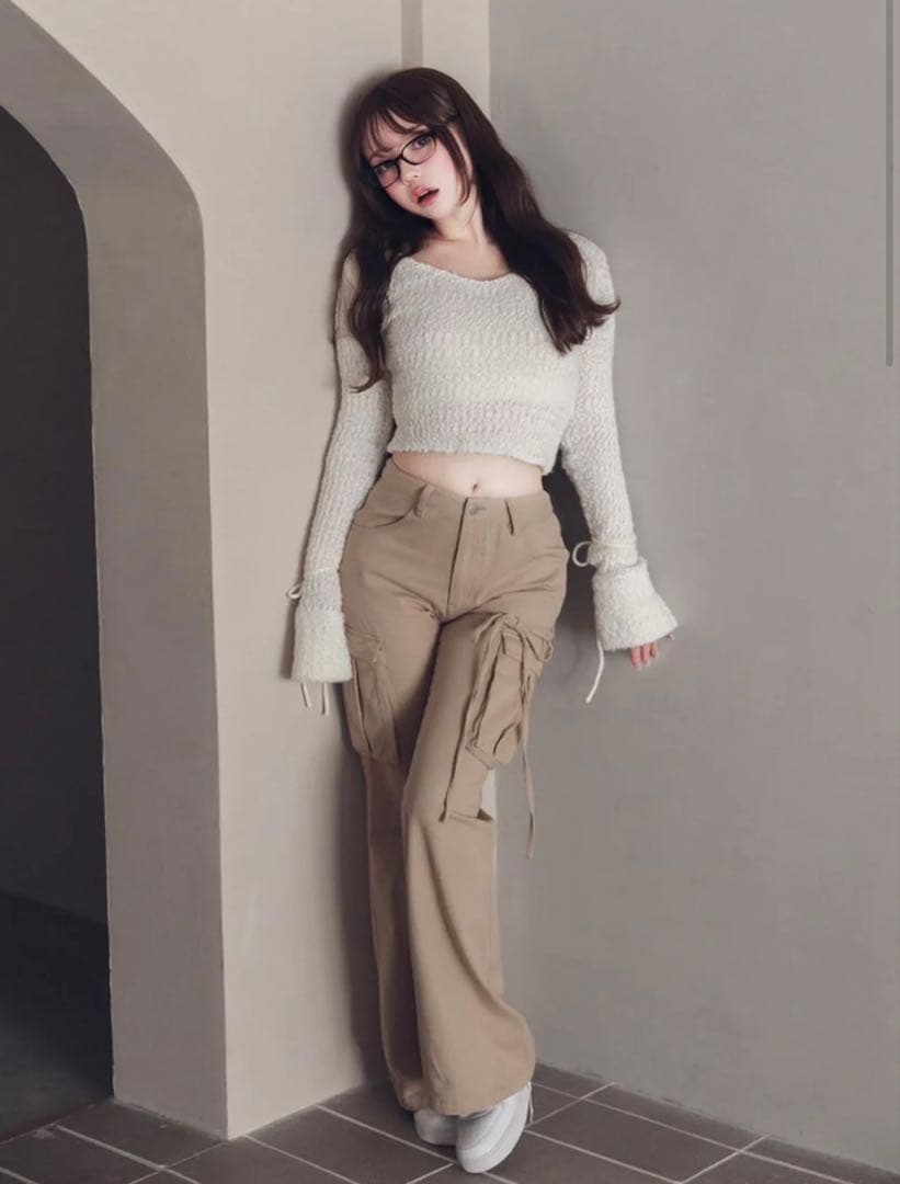 パンツ andmary Heart point cargo pants beige