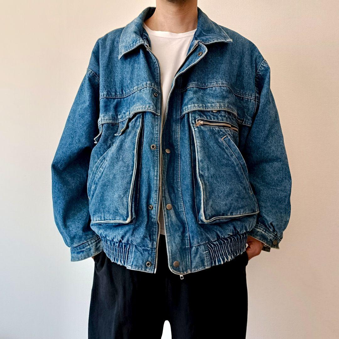 80s ユーロ RACING HORSE オーバーサイズ デニムブルゾン