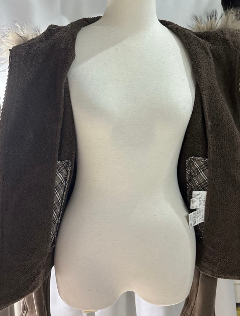 美品✨バーバリー　ブルゾン　パーカー　リアルファー　2way ジップ　y2k