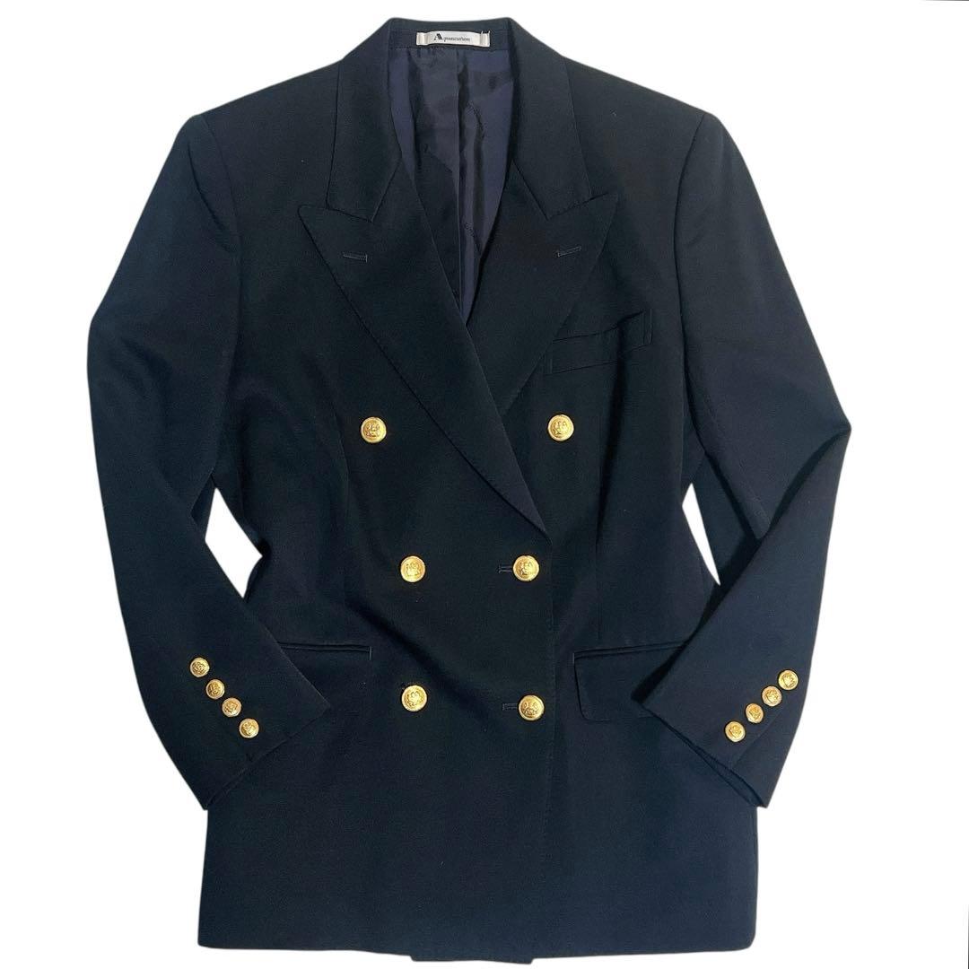 【極美品】アクアスキュータム 紺ブレ 金ボタン ダブルブレスト ジャケット M