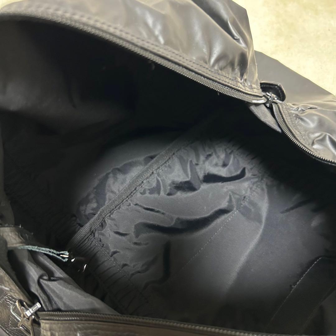 美品　ハンティングワールド　ボストンバッグ　バチュークロス　黒　ナイロン　レザー