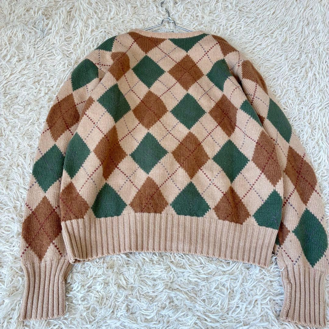 ラルフローレン アーガイル柄ニット セーター L ウール　ベージュ