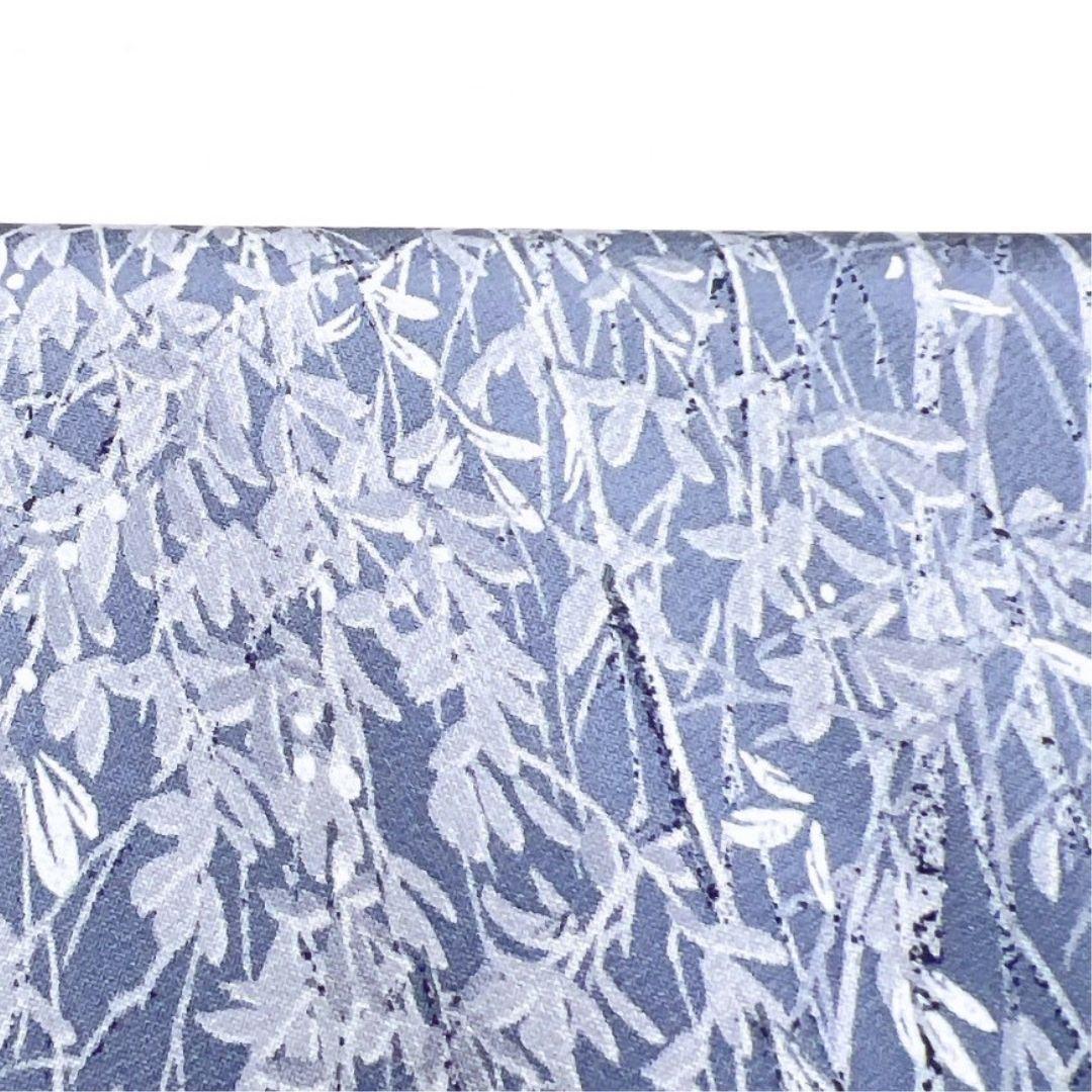 小紋　ぼかし　リーフ模様　木々　くすみブルー　着物　123b p ms